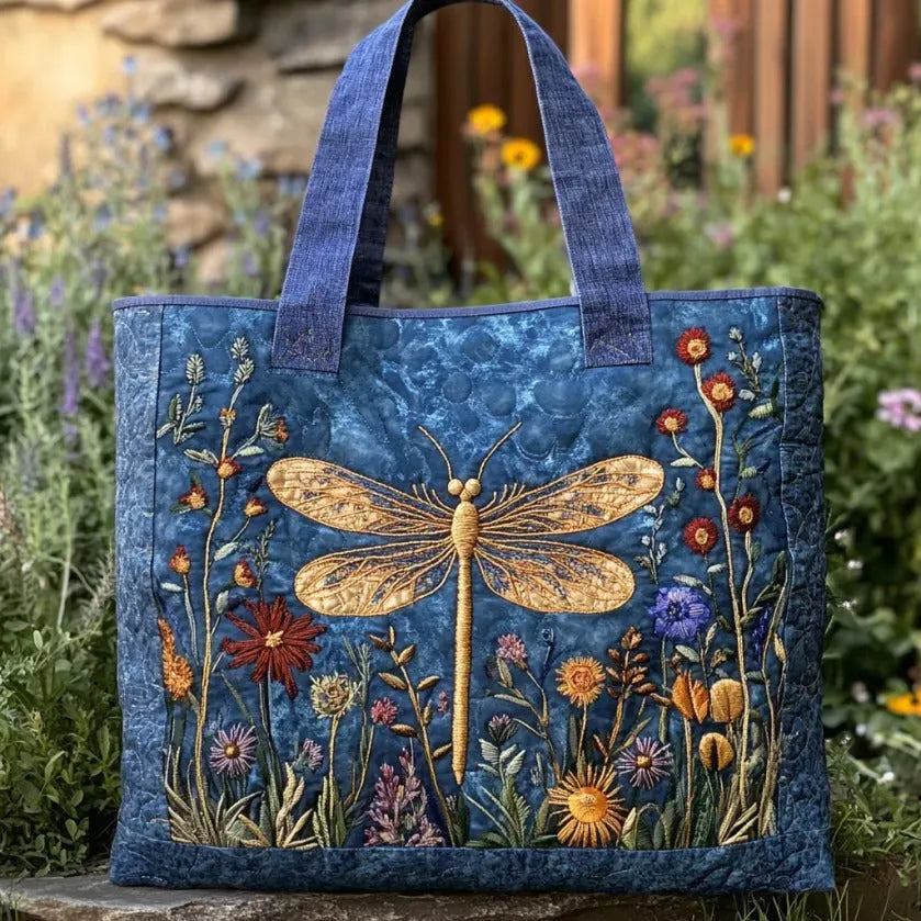 Elegant Quilted Dragonfly Detail Shoulder Bag