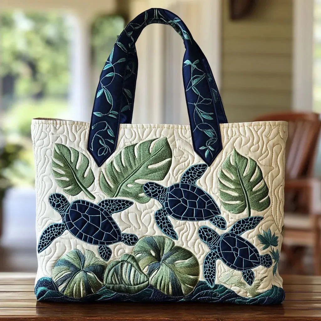 Elegant Handcrafted Turtle Motif Summer Tote Bag