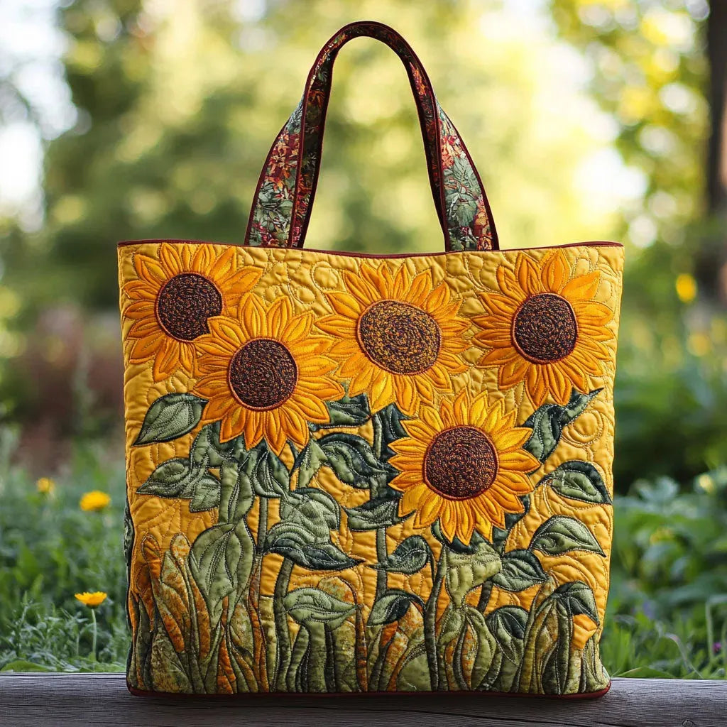 Stylish Sunflower Print Handbag Summer Woven Tote