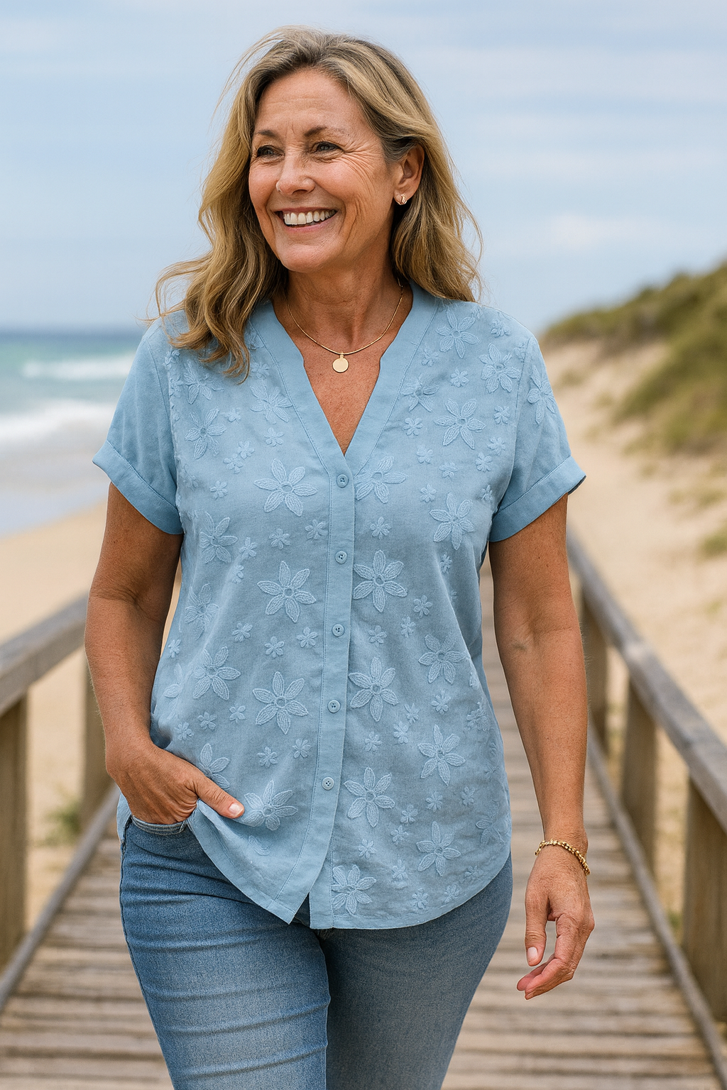 Relaxed Natural Cotton-Linen Summer Blend Top