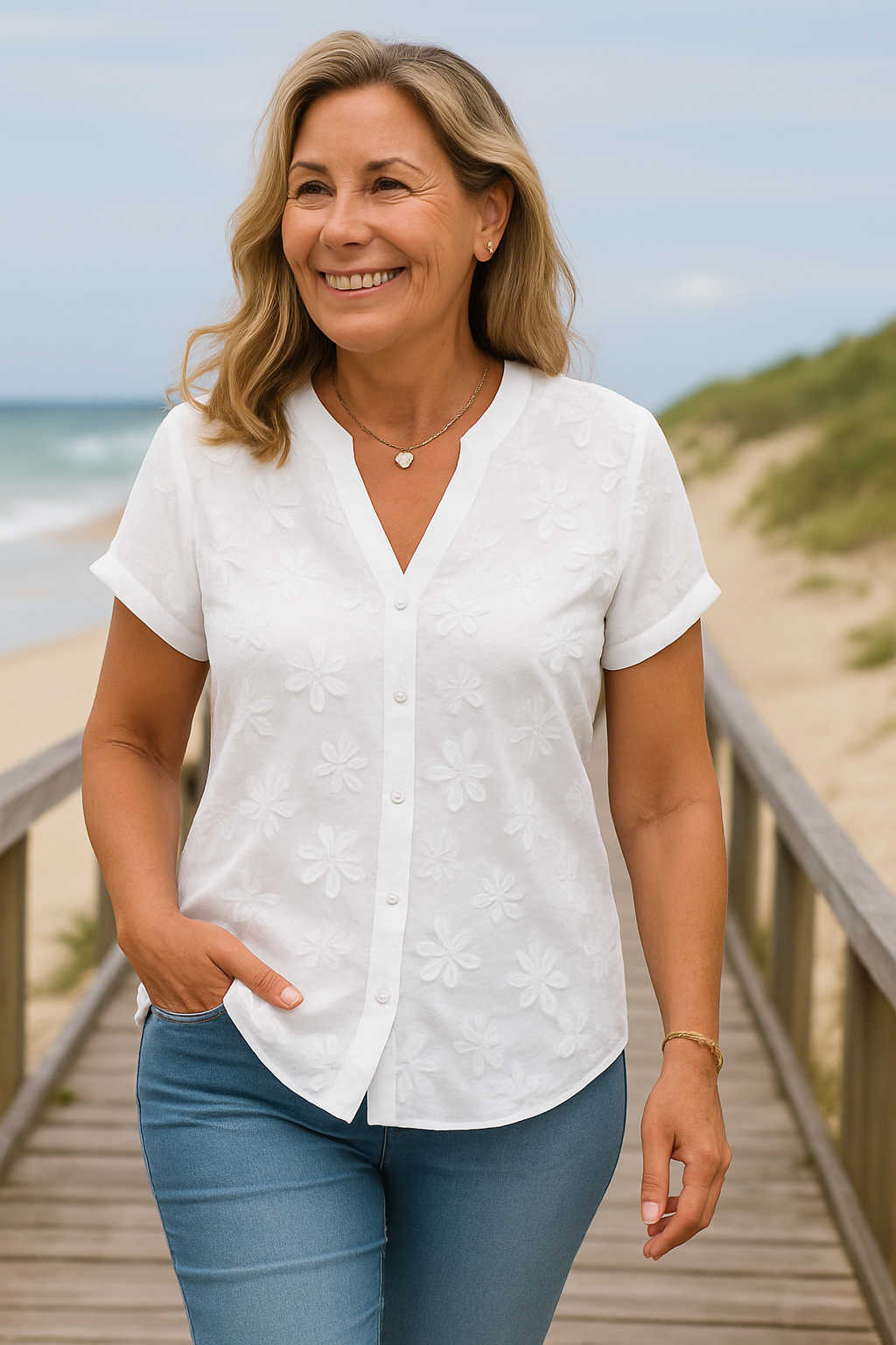 Relaxed Natural Cotton-Linen Summer Blend Top