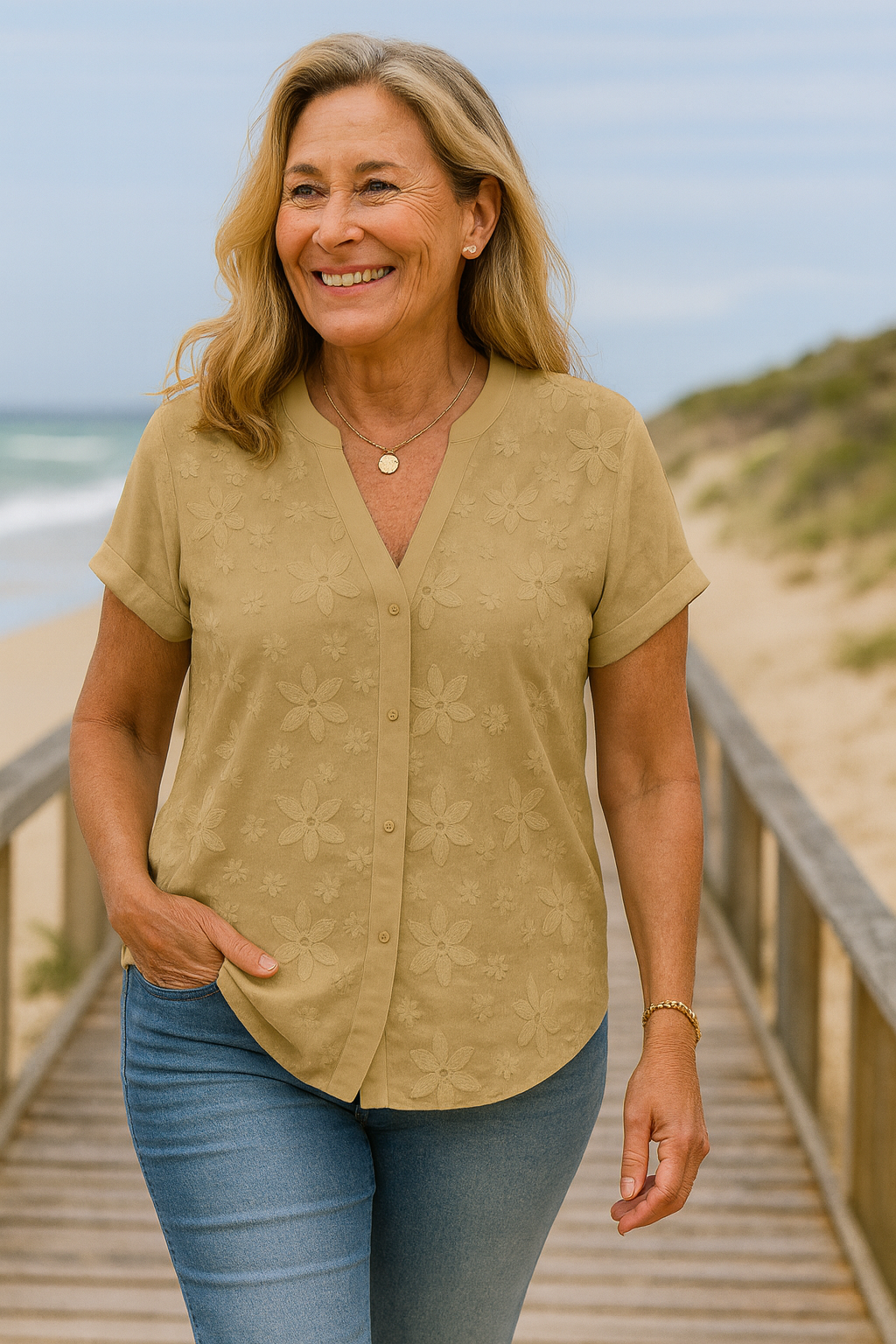 Relaxed Natural Cotton-Linen Summer Blend Top
