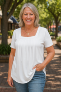 Relaxed Pleated Jersey Top Everyday Spring Fit