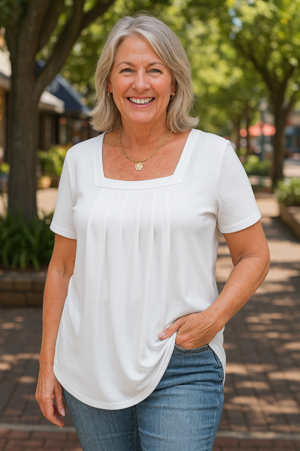 Relaxed Pleated Jersey Top Everyday Spring Fit