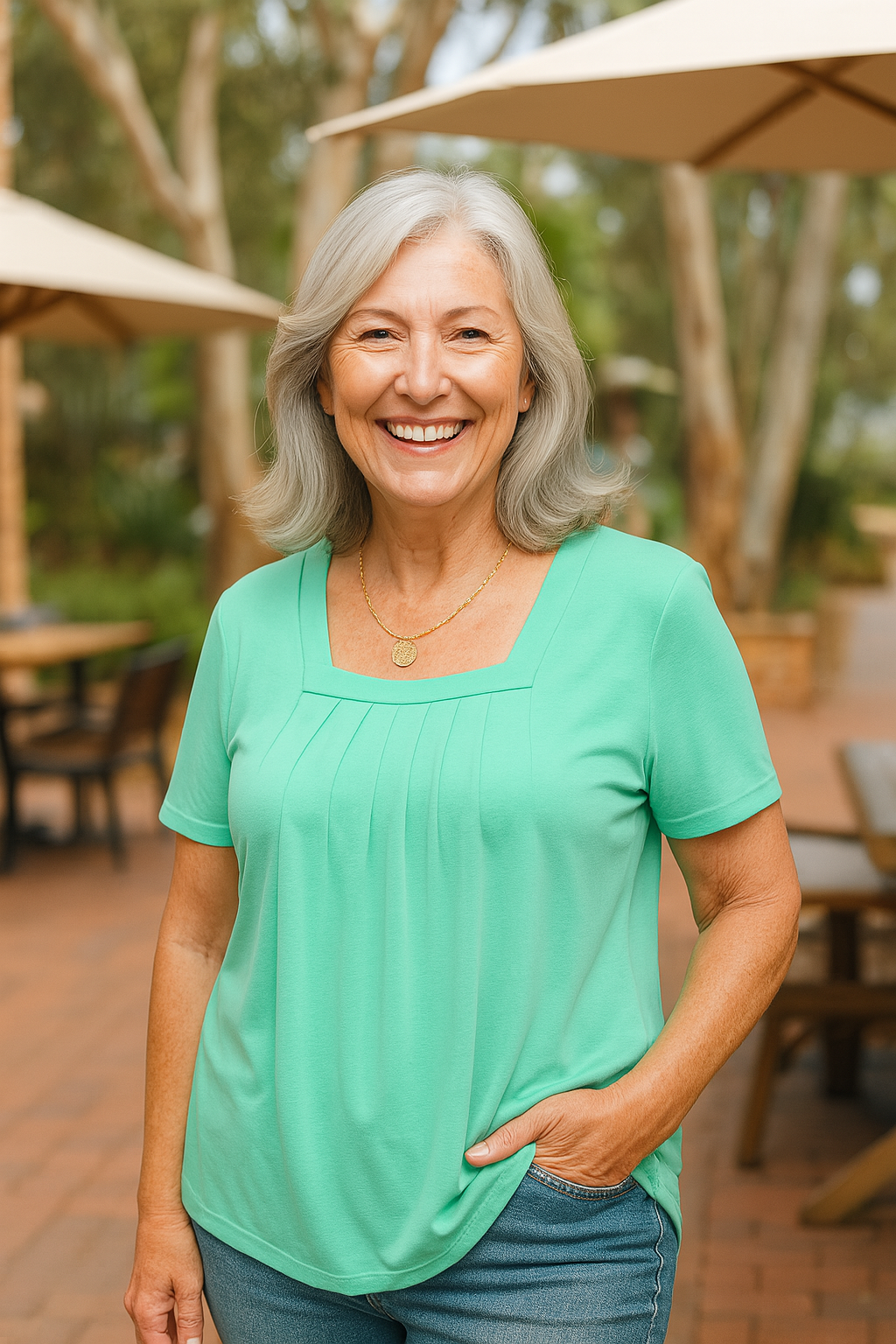 Relaxed Pleated Jersey Top Everyday Spring Fit