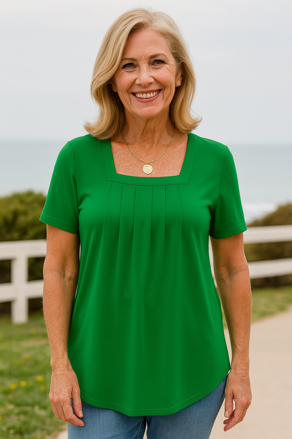 Relaxed Pleated Jersey Top Everyday Spring Fit