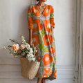 Elegant Floral Print Summer Midi Dress Relaxed Fit