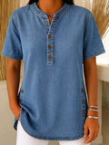 Relaxed Cotton Denim Blouse for Spring Layering