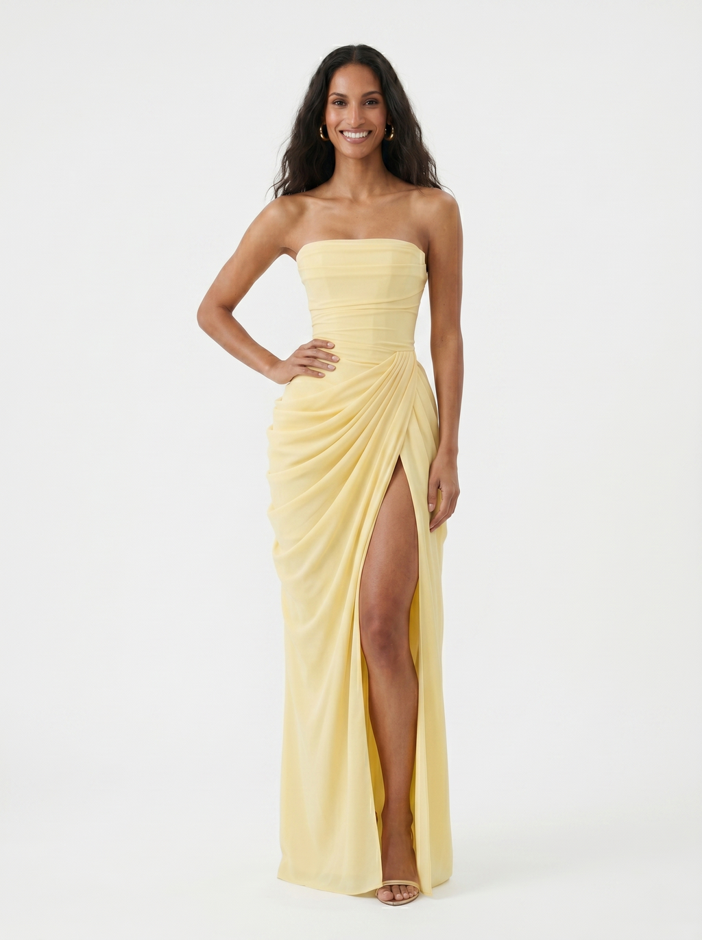 Elegant Flowy Maxi Evening Dress Summer Occasion Wear