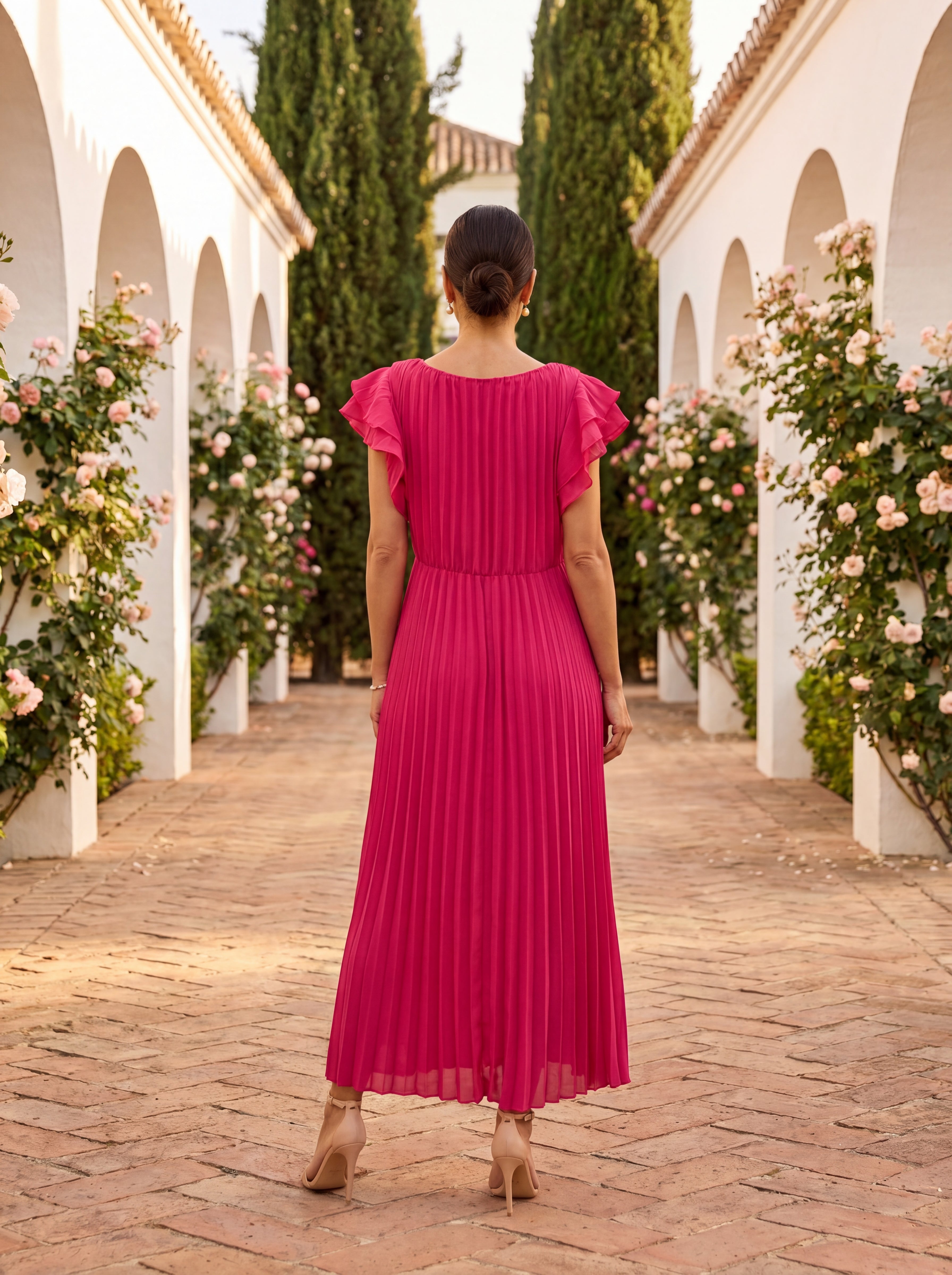 Elegant Flowing Midi Dress Soft Fabric Spring Relaxed Fit