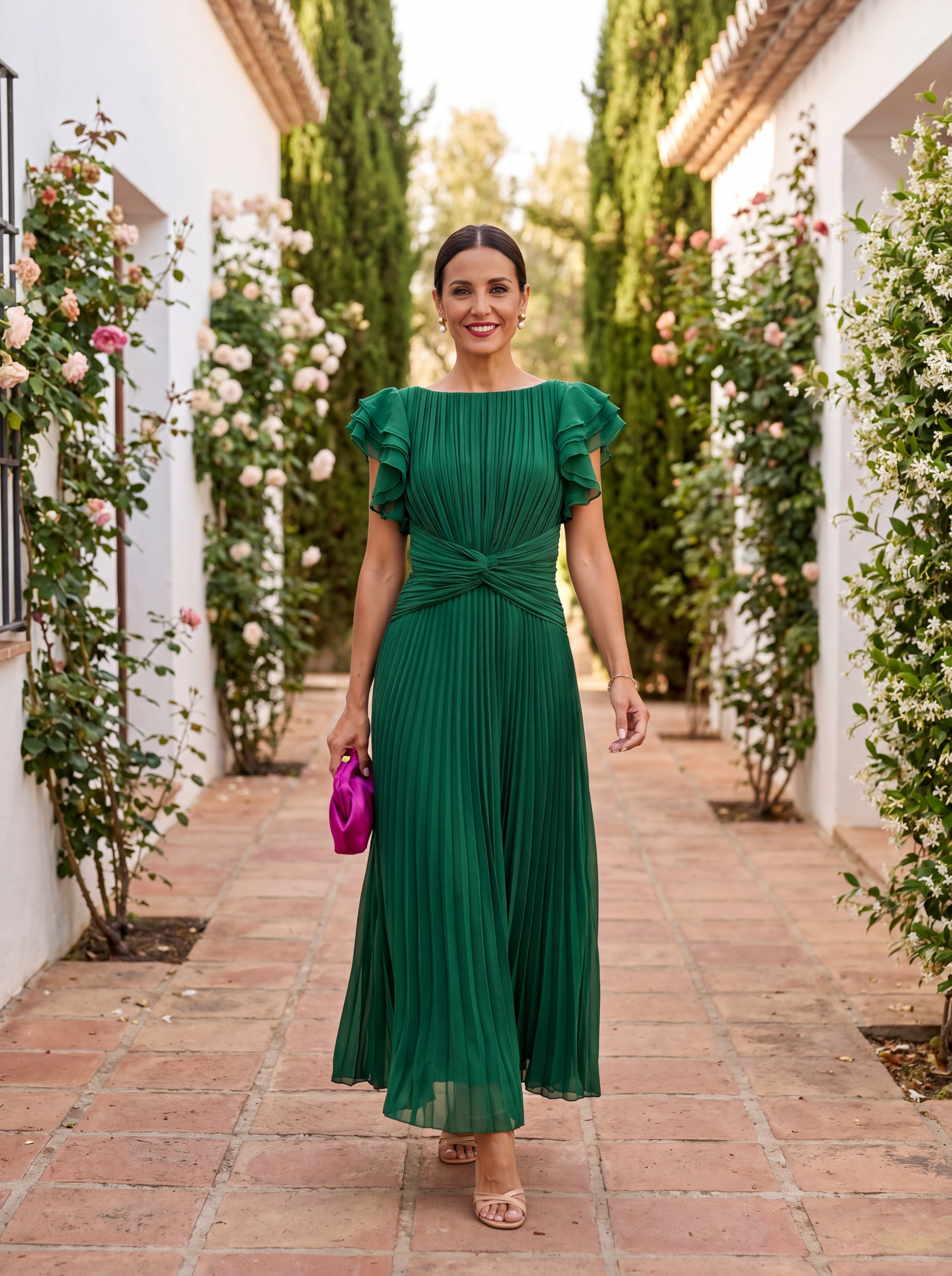 Elegant Flowing Midi Dress Soft Fabric Spring Relaxed Fit
