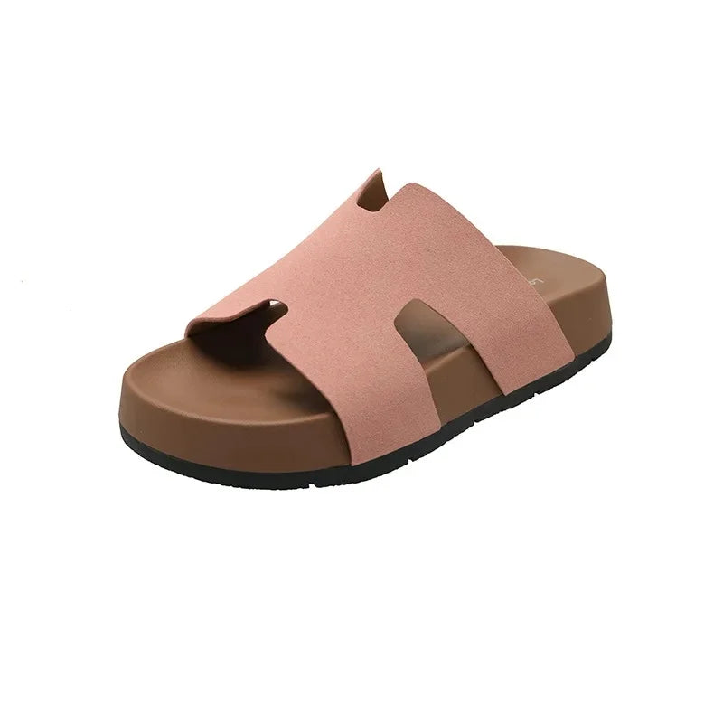Relaxed Soft-Sole Leather Slip-On Sandal for Summer