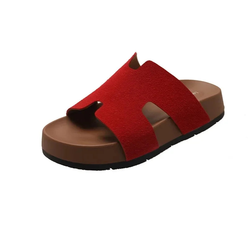 Relaxed Soft-Sole Leather Slip-On Sandal for Summer