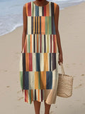 Elegant Sleeveless Linen Summer Dress with Pockets