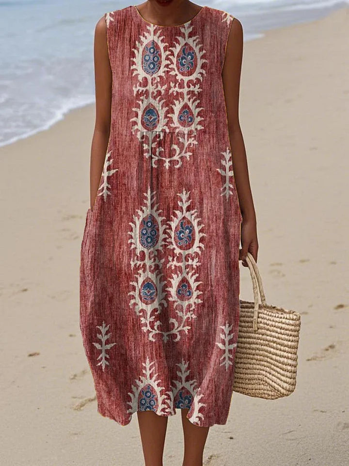 Relaxed Sleeveless Summer Pocket Dress Lightweight Casual Fit