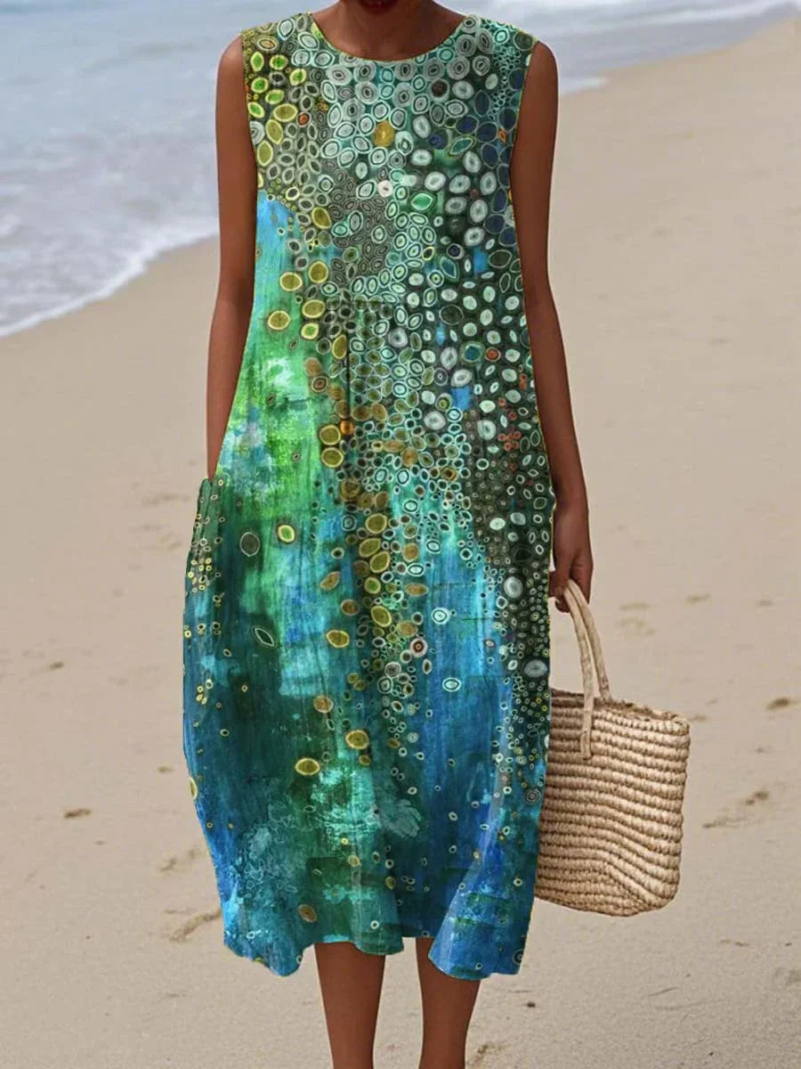 Relaxed Sleeveless Pocket Dress for Warm Season