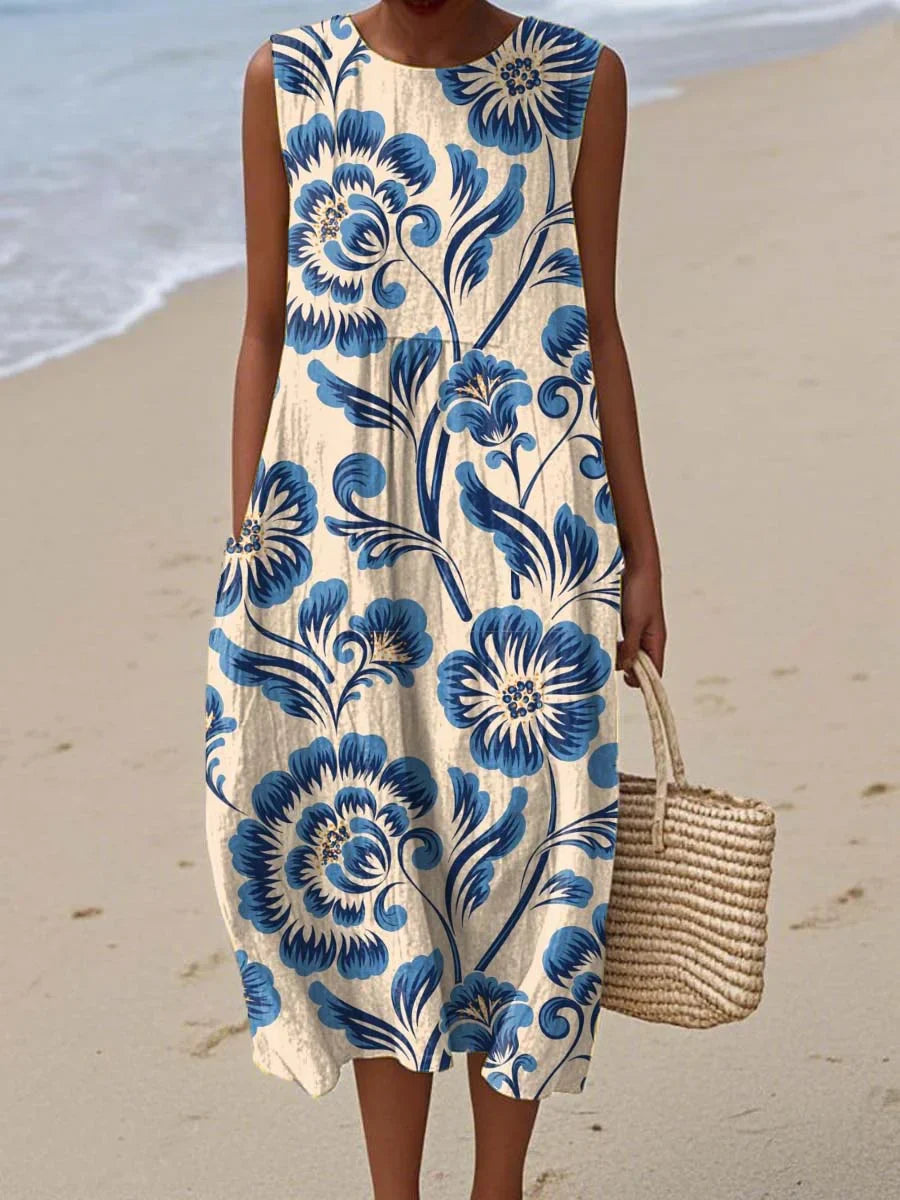 Elegant Sleeveless Pocket Dress for Warm Days