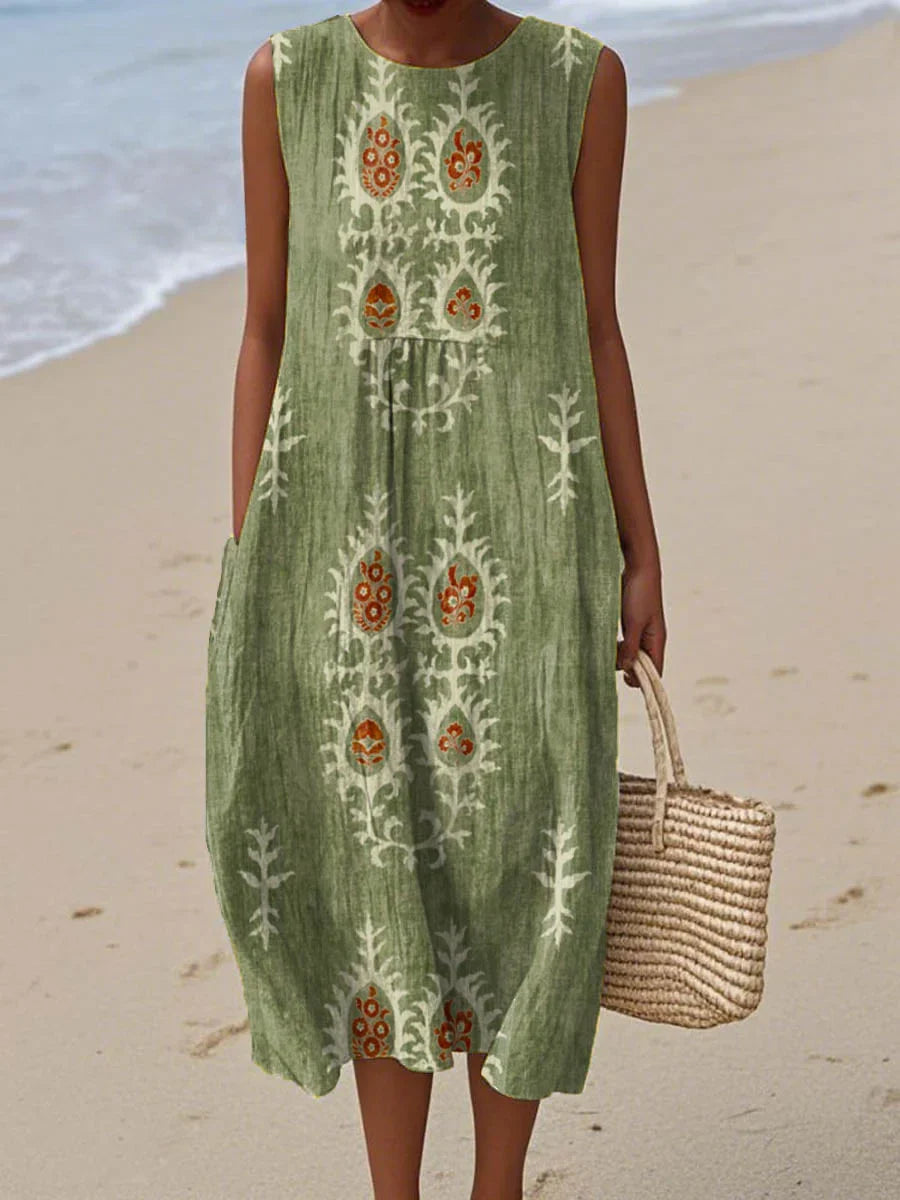 Elegant Sleeveless Summer Dress with Pockets