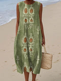 Relaxed Sleeveless Summer Dress with Pockets Linen-Feel