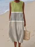 Elegant Sleeveless Linen Pocket Dress for Spring