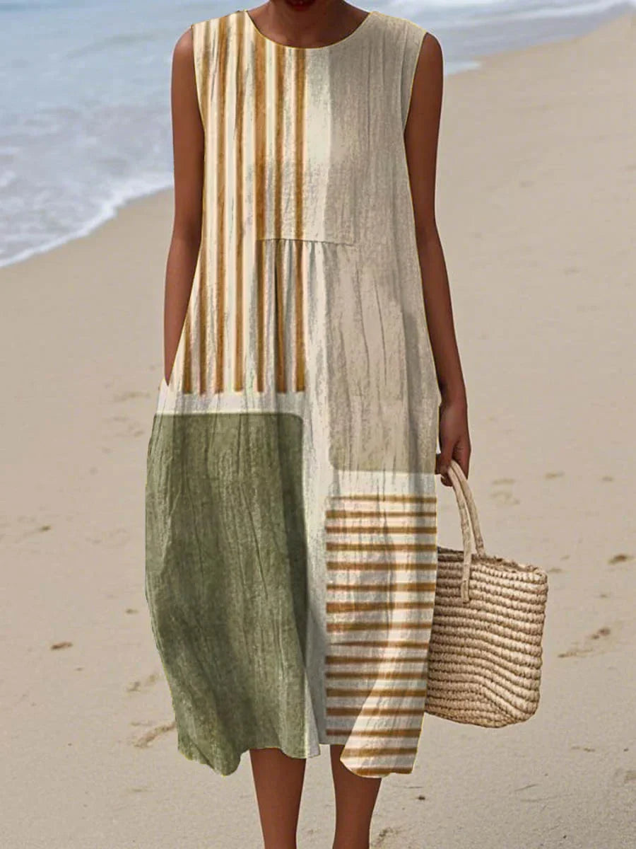 Elegant Sleeveless Summer Pocket Dress