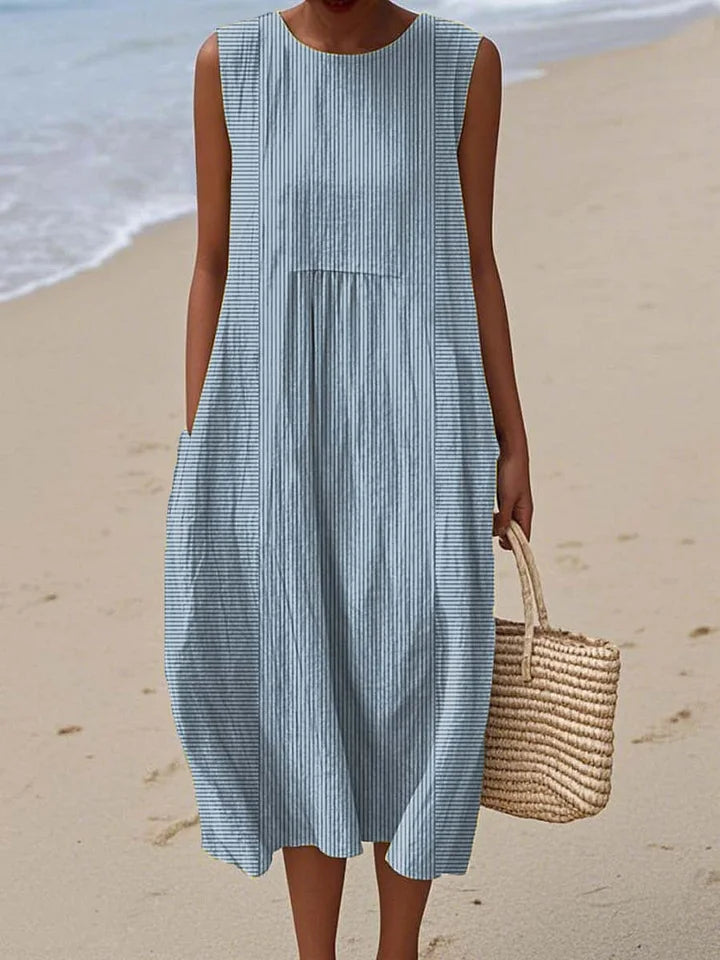 Elegant Sleeveless Pocket Dress for Summer