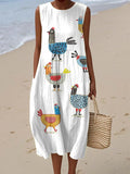 Elegant Sleeveless Linen Pocket Dress Spring