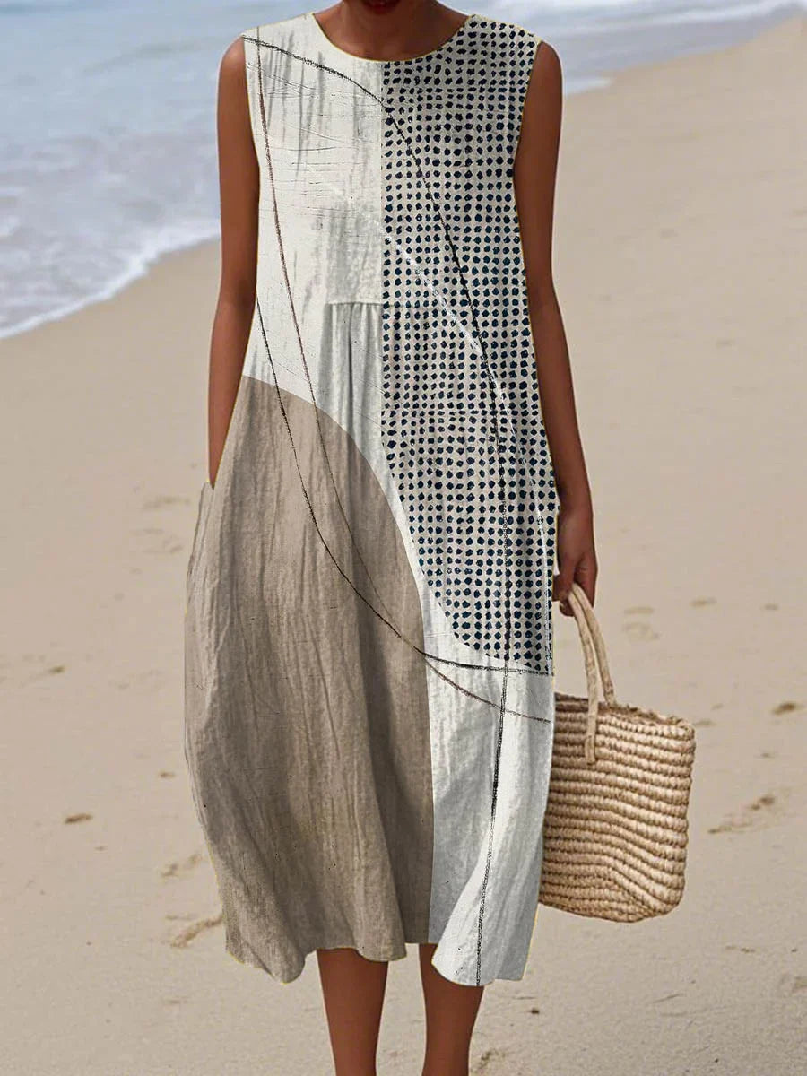 Relaxed Sleeveless Pocket Summer Dress Lightweight Woven Fit