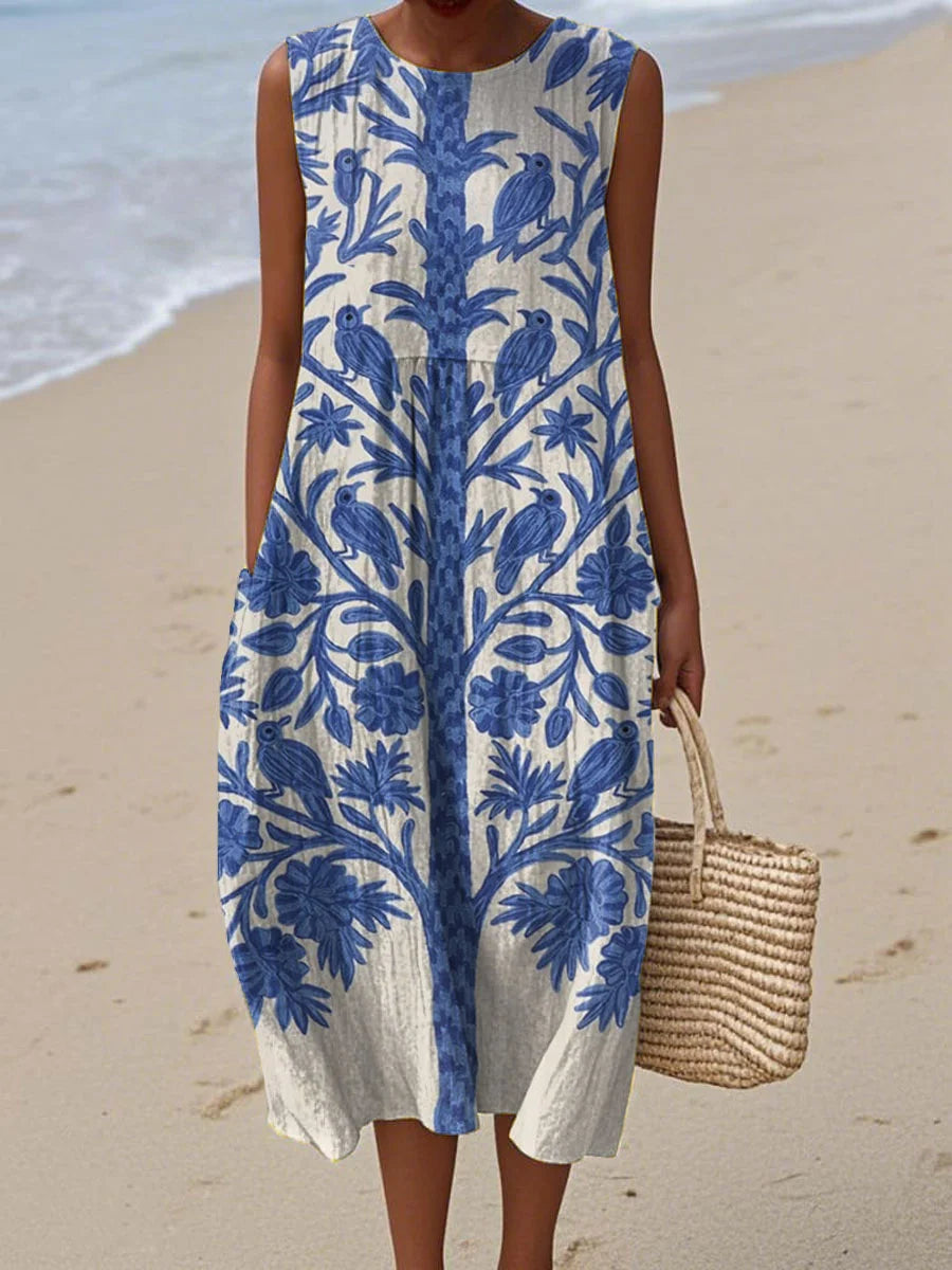 Relaxed Sleeveless Linen Pocket Sundress