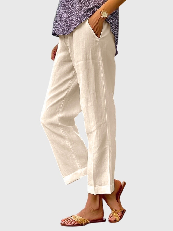 Elegant Women's Linen Summer Trousers Relaxed Fit