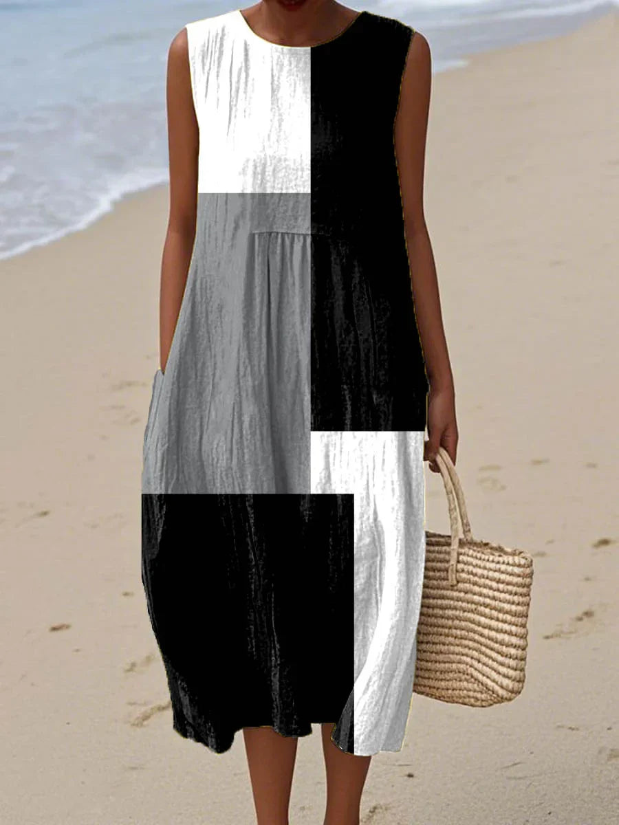 Relaxed Sleeveless Summer Pocket Dress Lightweight Casual Fit