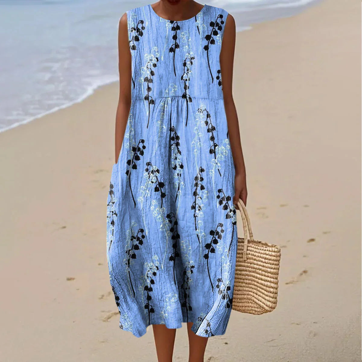 Relaxed Sleeveless Pocket Summer Dress Lightweight Fit
