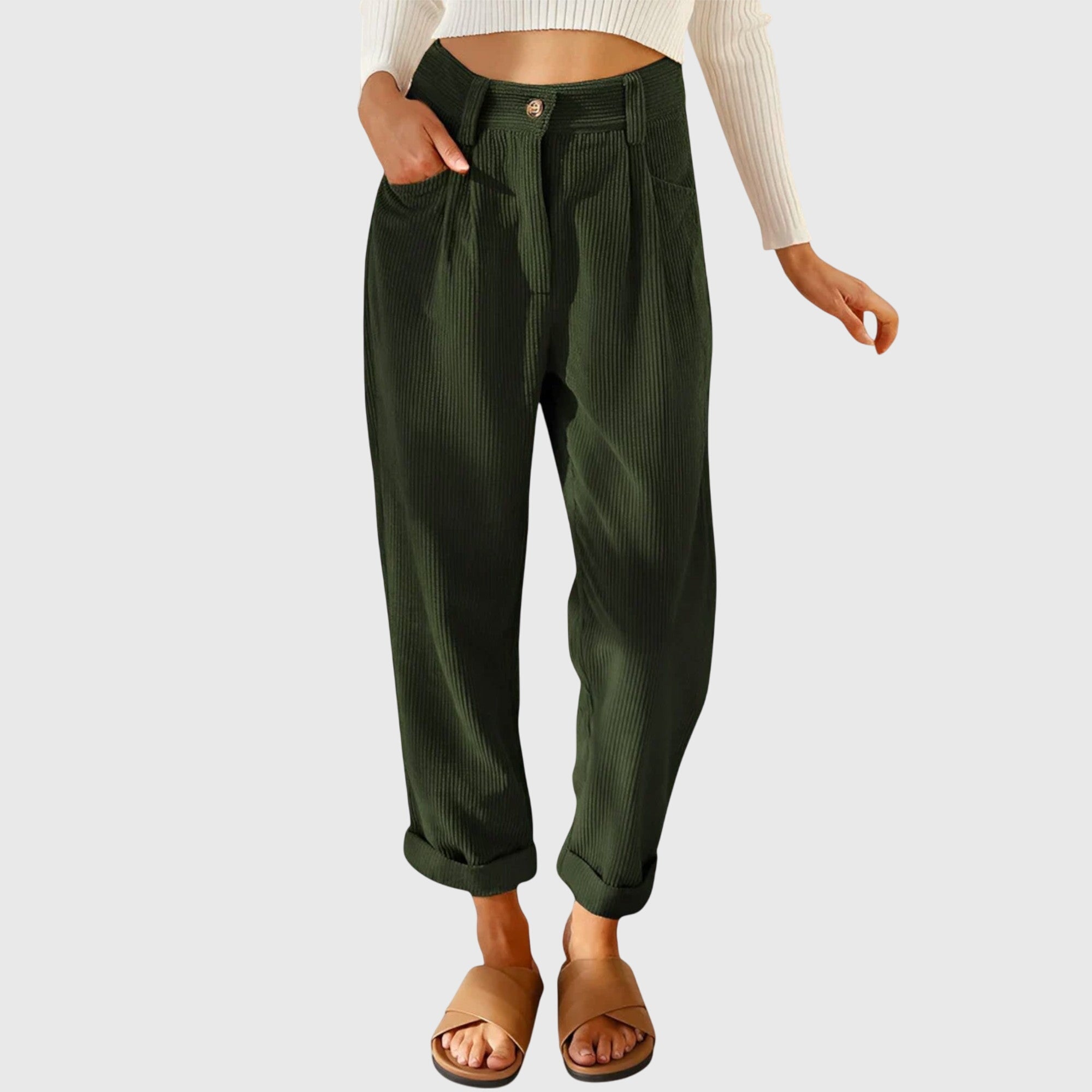 Relaxed Corduroy Tapered Trousers Autumn