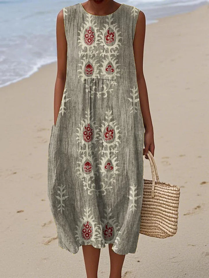 Relaxed Sleeveless Summer Pocket Dress Lightweight Fit