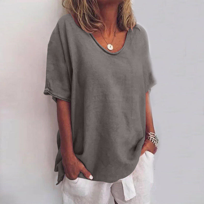 Relaxed Linen-Feel Oversized Shirt for Warm Season