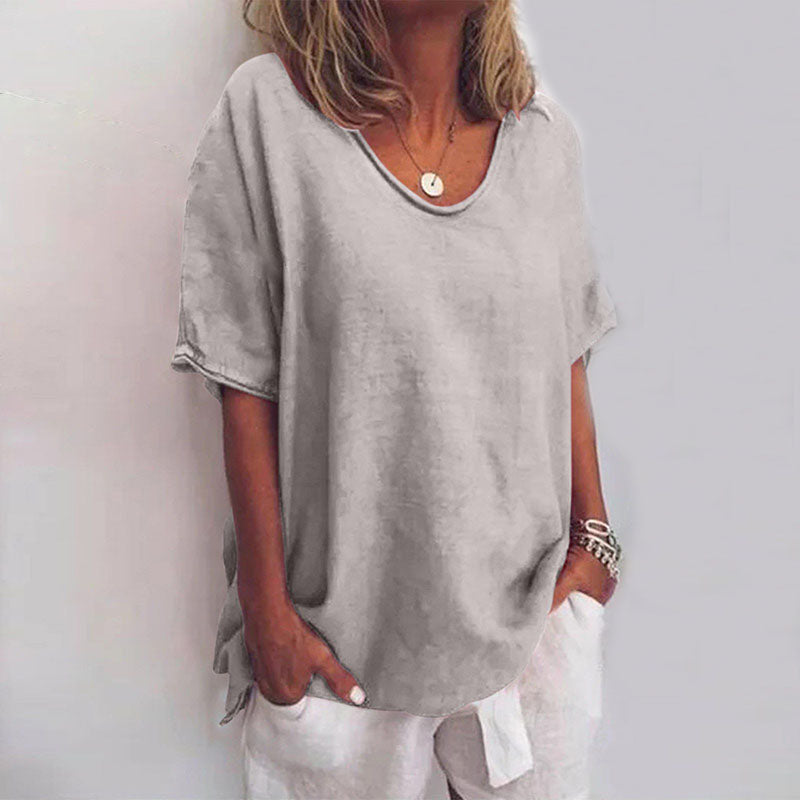 Relaxed Linen-Feel Oversized Shirt for Warm Season