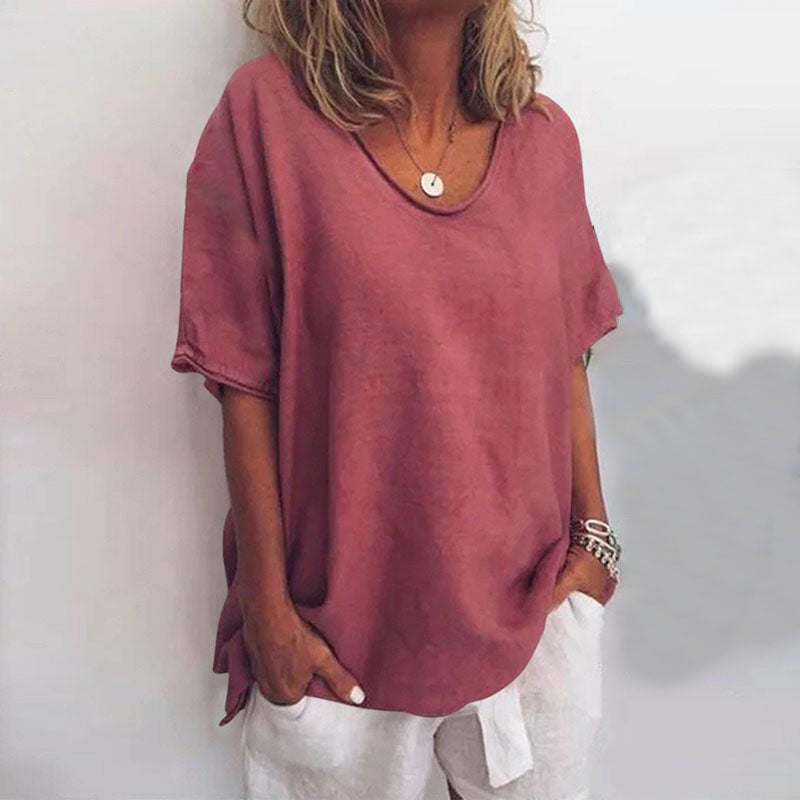 Relaxed Linen-Feel Oversized Shirt for Warm Season