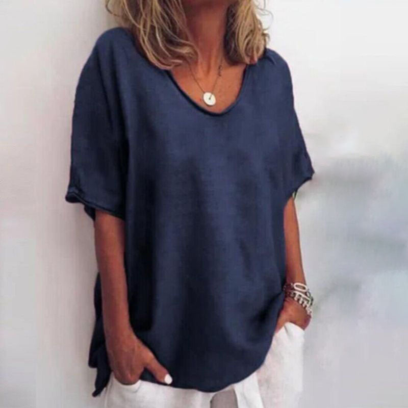 Relaxed Linen-Feel Oversized Shirt for Warm Season