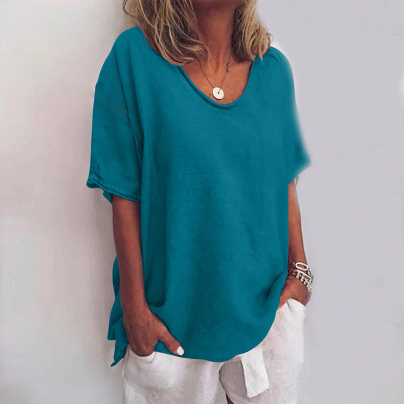 Relaxed Linen-Feel Oversized Shirt for Warm Season