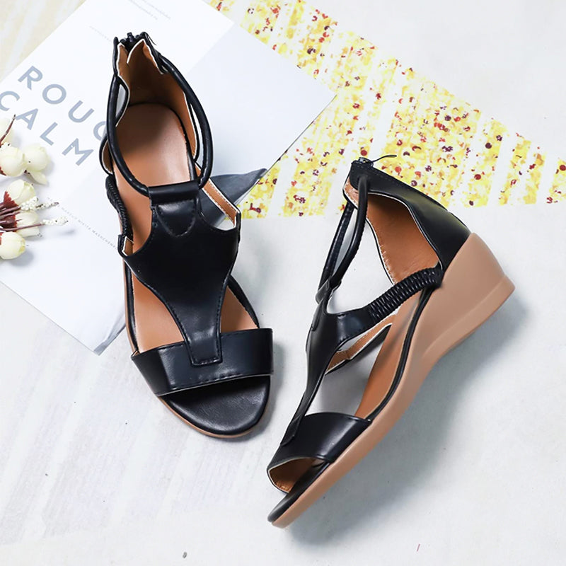 Elegant Leather Orthopedic Sandal with Heel Support